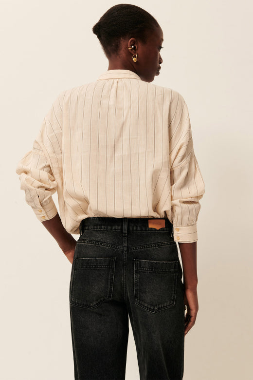 Botan Striped Shirt | Draped Stripe Button Down Shirt