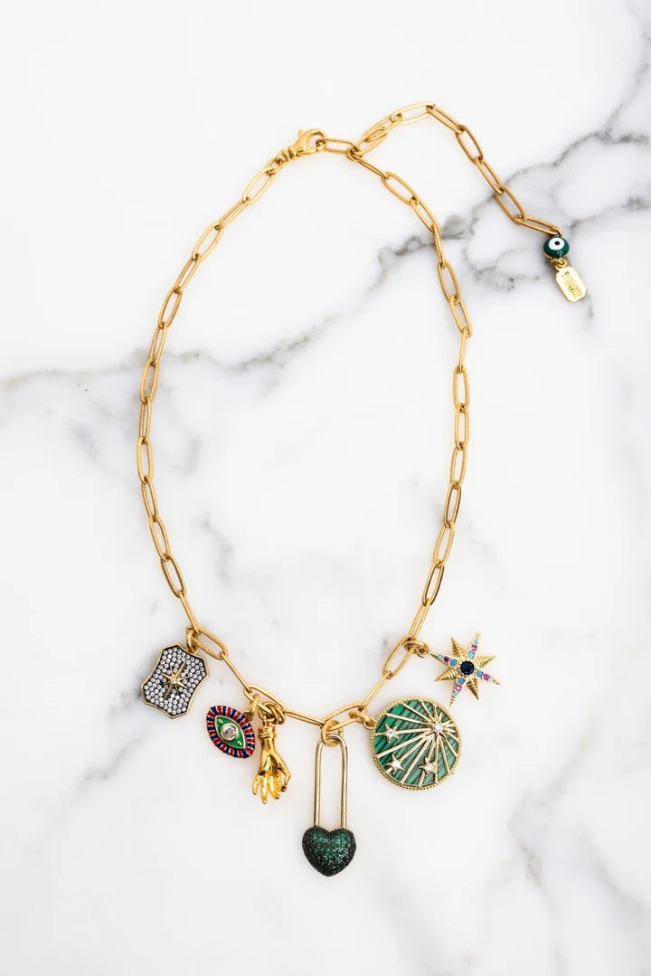 Renata Necklace | Lightweight Gold Enamel Charm Necklace