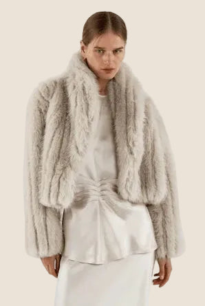 Giselle Fur Jacket | Cropped Champagn Fur Jacket