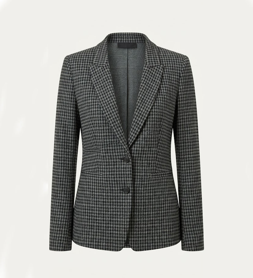 Blue Houndstooth Strech Trouser