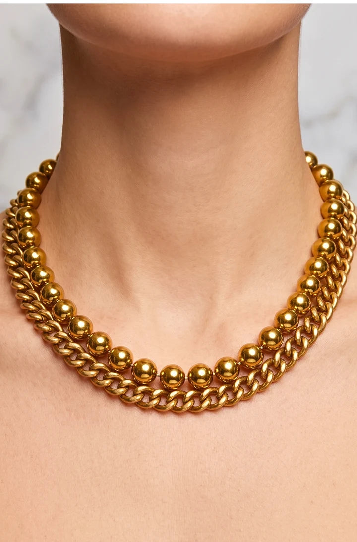 Ahtisa Necklace | Chunky Gold Layered Necklace Stack